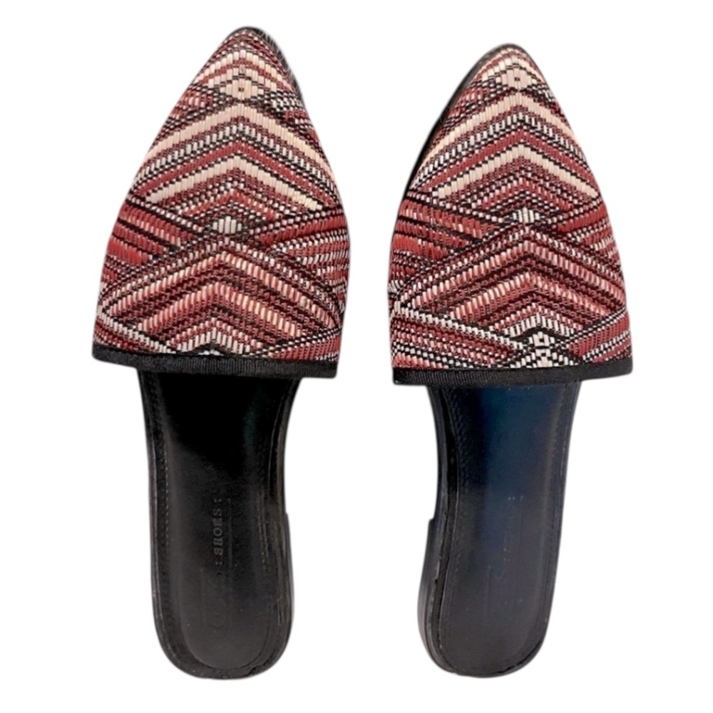 ASOS Pointy Mule Slide Woven Embroidered Aztec Boho Colorful Flat Womens Shoes 5